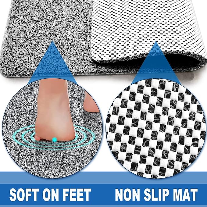Shower Mats Non Slip for Elderly, 24x47’’Extra Lager Loofah Shower Mat, Loofah Bath Mats for Shower, Non-Slip Bath Mat for Elderly-Grey