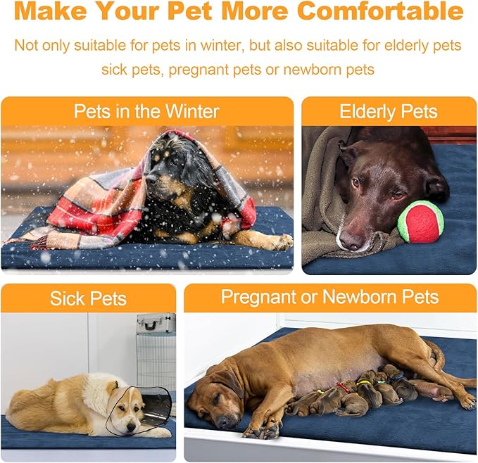 rolimate Pet Heating Pad for Dogs and Cats, 6-Temp Control with Timer, 100% Waterproof Electric Warming Heated Dog Cat Mat Blanket Bed for Outdoor Senior Dog Cat House Whelping Box