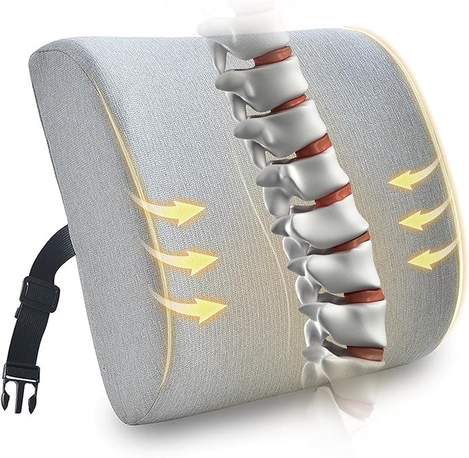 Back Support Pillow for Recliner Support Pillow with Gel Memory Foam Ergonomic Orthopedic Couch Lumbar Cushions for Elderly Lower Back Pain Relief Washable Cover, Grey