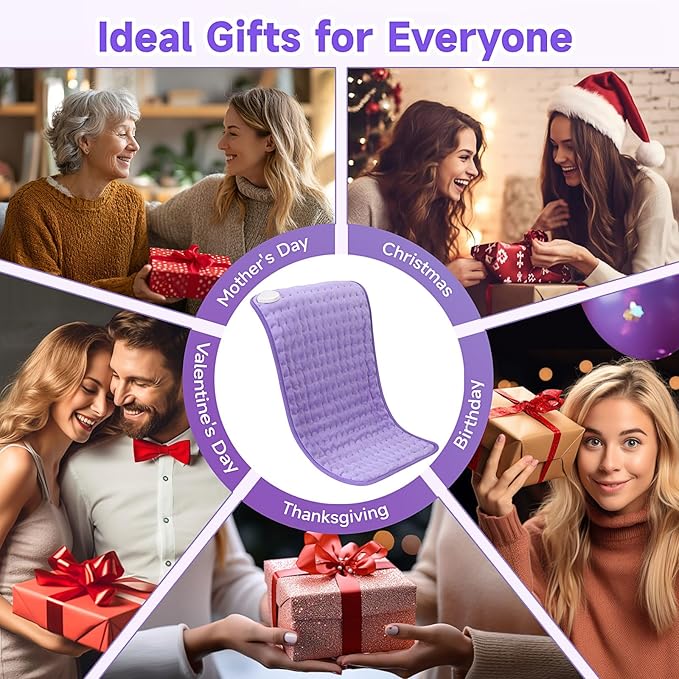 NBKLS Heating Pad for Back, Large Heating Pads for Body Muscle Pain Cramps Relief, 6 Heat Settings Machine Washable Electric Heating Pad, Birthday Christmas Gifts for Women Mom