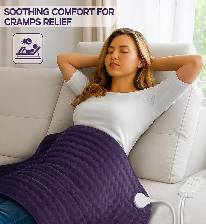 Heating Pad for Back, Neck & Shoulder Pain Relief, Mothers Day Gifts for Mom, 17"x33" Electric Moist/Dry Heat Pad, 6 Heat & 4 Timer Settings, Auto Shut-Off, Machine Washable, Gift for Wife Women Her
