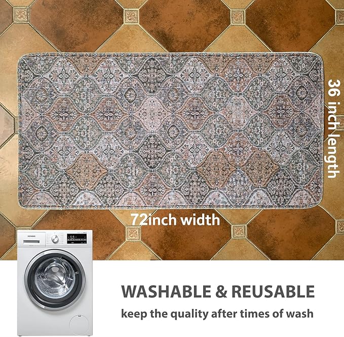 nunubaby Washable Pee Pads for Dogs, Stylish, Non-Slip and Leak-Proof Pee Pads. Reusable Potty Pads for Dogs for Crates and Floors.(Brown/Multi, 36" x72" )