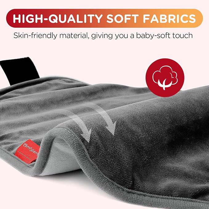 Heating Pad for Back, Comfytemp Mothers Day Gifts for Women Men Dad Mom, Large Electric Lower Back Heating Pad, FSA Eligible HSA Heat Pads for Period Lumbar Abdomen, XL Heated Belt — 11 Auto-Off, Grey