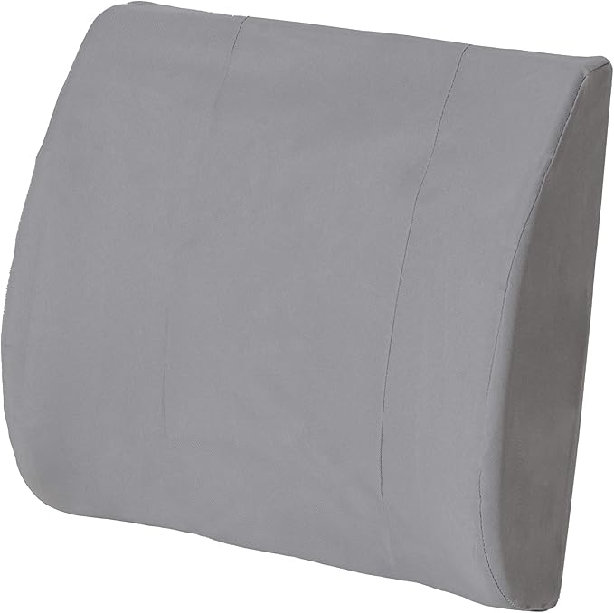 Essential Medical Supply Molded Lumbar Cushion with Elastic Positioning Strap in Grey