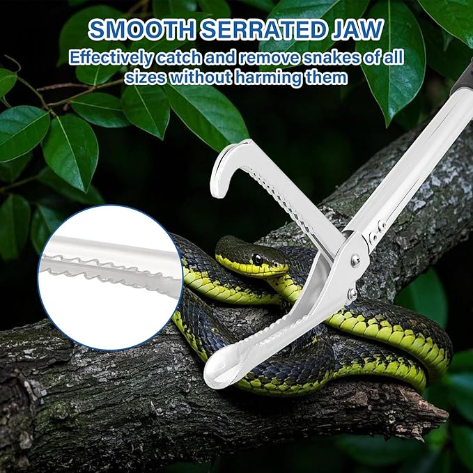 Snake Grabber Tool, 55inch Snake Tongs for Rattlesnake Reptile Tongs Long Catcher Reach Grabber Heavy Duty and Made of Stainless Steel Tube Sponge Handle (55inch (black))