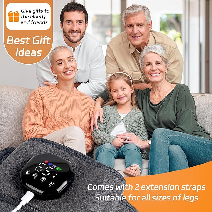 Knee Massager with Heat and Vibration, Cordless Heating Pad for Knee, 3-in-1 Massager for Knee Shoulder Elbow, Portable Washable Heated Knee Brace for Arthritis, with 2 Extension Straps