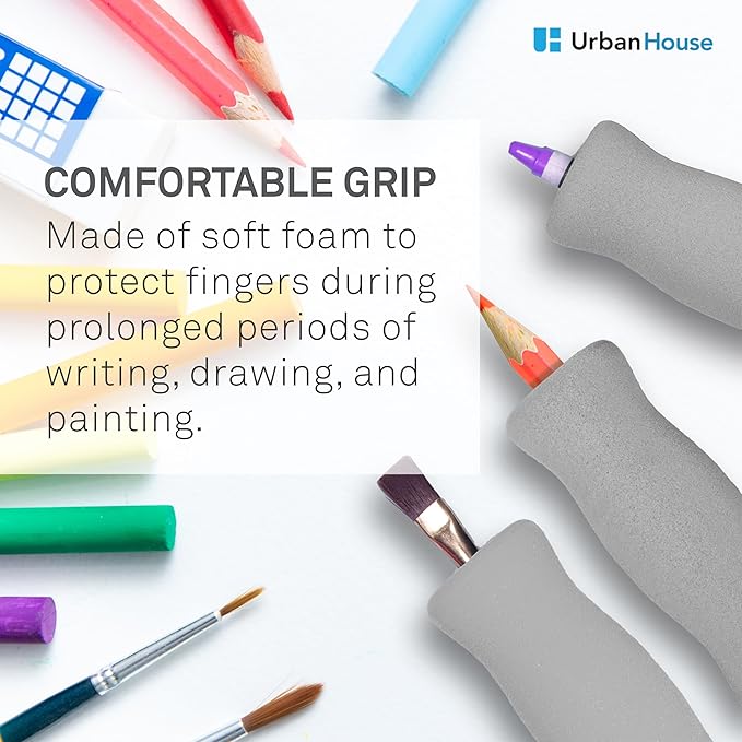 Soft Foam Pencil Grip for Kids and Adults, Open Slip Easy Insert Pen Paint Brush Holder for Right-Handed and Left-Handed Use