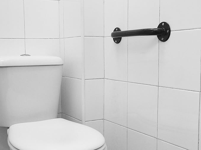 PEPE Mobility Grab Bars for Bathtubs and Showers 12 Inch (x2 Units) Shower Handle Toilet Handicap Elderly Senior Assist Bathroom Saft Handle Epoxy Steel, Black