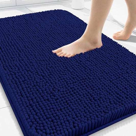 Arotive Bathroom Rugs 34x21, Extra Soft Absorbent Shaggy Chenille Bath Rugs, Machine Washable Rubber Backing Non-Slip Bath Mats for Bathroom Floor Tub and Shower, Home Decor Accessories, Navy