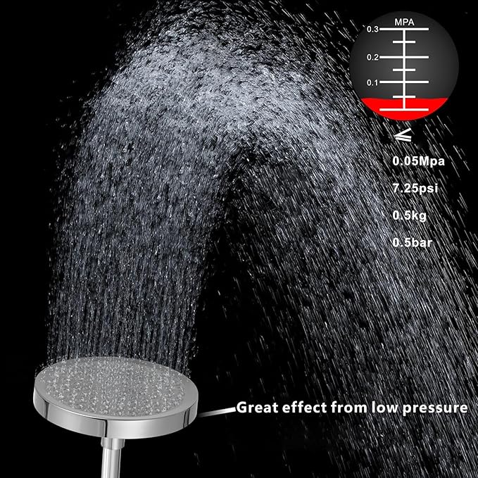 Voolan High Pressure Rain Shower Head with Handheld Spray Combo, Hand Held Filter Showerhead with Self-adhesive Holder and 59" Hose (Round, Chrome)