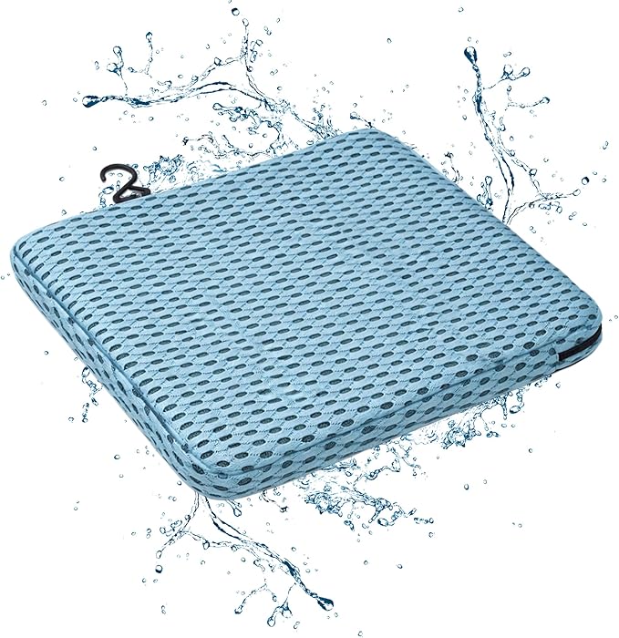 SPRING SEAON Shower Chair Cushion, Gel Shower Seat Cushion with Non-Slip Silicone Bottom, Quick-Dry Mesh Bath Seat Pad, Soft Washable Shower Bench Cushion for Seniors & Adults (Blue)