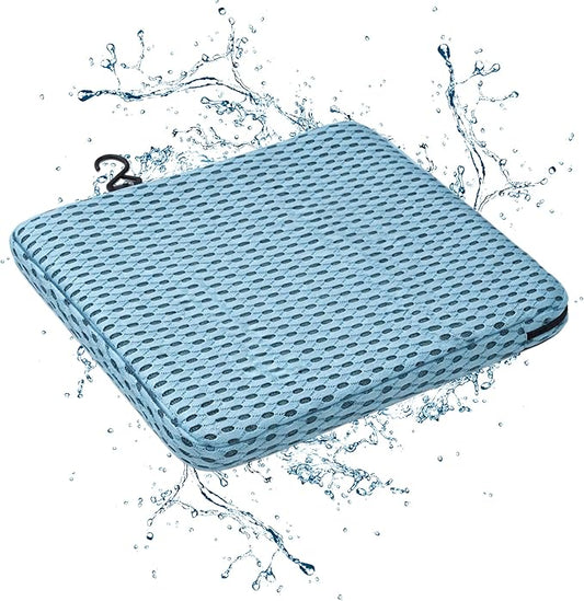 SPRING SEAON Shower Chair Cushion, Gel Shower Seat Cushion with Non-Slip Silicone Bottom, Quick-Dry Mesh Bath Seat Pad, Soft Washable Shower Bench Cushion for Seniors & Adults (Blue)