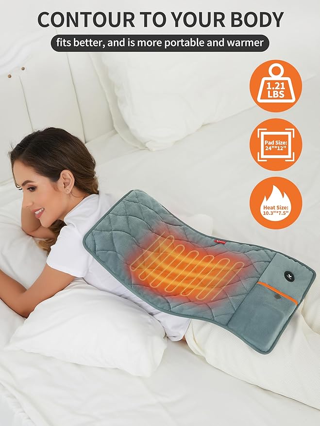 Vofuoti Portable Heating Pad, Electric Heat Pad with 10000mAh Battery and 3 Heat Settings, Cordless Heating Pad for Back, Abdomen, Rechargeable Outdoor Heated Pad for Women Men