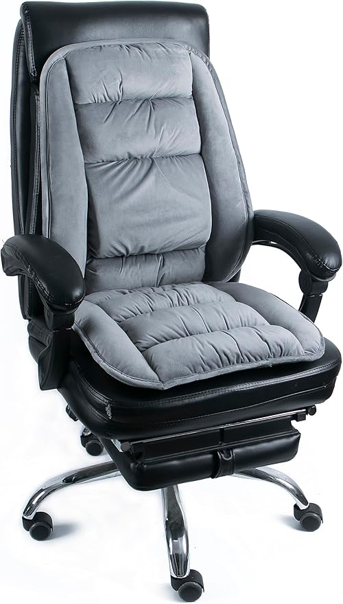 ALIBO Orthopedic Firm Chair Lumbar Support Cushion Set Non-Slip Bottom Coccyx Pads Warm Adjustable Curvature Low Back Pain Relief Relax Pillow for Office,Dinning Chair,Recliners,Sofa and Car Grey