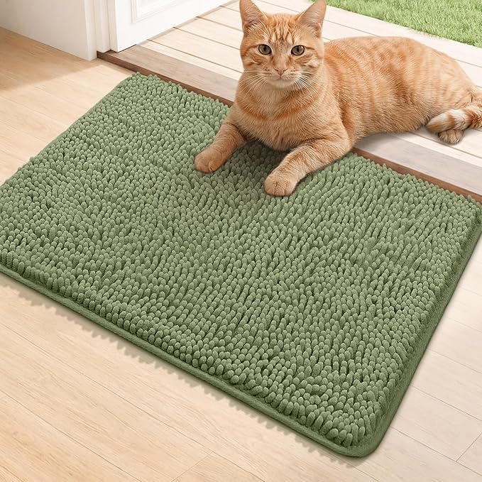 Bcoimo Super Absorbent Cat Door Mat, 24"*17" Anti Slip Mat for Muddy Paws, Pet Rugs for Dirty Paws Washable that Absorbs Moisture and Dirt, for Cat Cage and Pet Resting Carpet