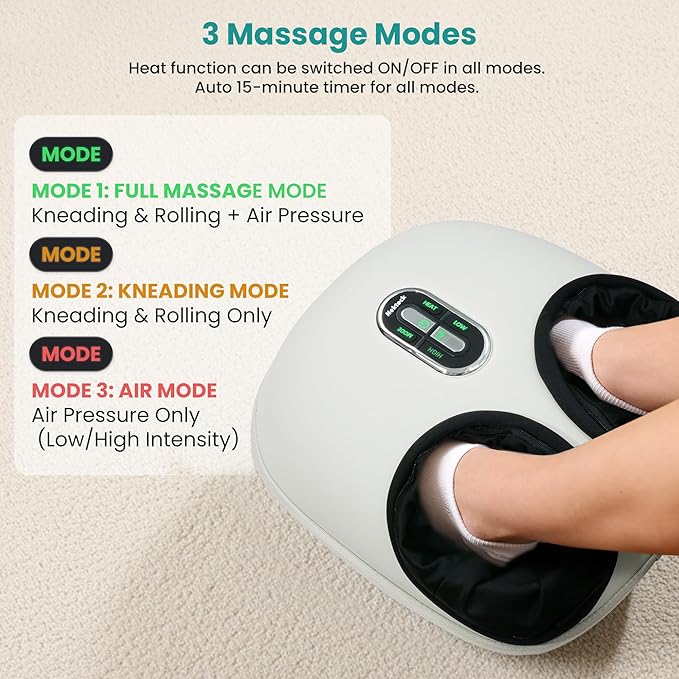 Nekteck Shiatsu Foot Massager with Heat for Neuropathy Plantar Fasciitis, 2026 Upgraded Air Compression Feet Massage Machine, Relaxation Gifts for Men Women Mom Dad Birthday Mother's Day, US 11 Size