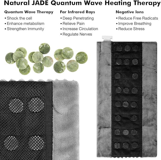Far Infrared Heating Pad - Natural Jade Vibrating Massaging Weighted Heating Pad for Neck and Shoulders, Electric Heat Pad with 3 Heating Levels & 3 Vibrating Settings, 6.3lbs 20" x 24"