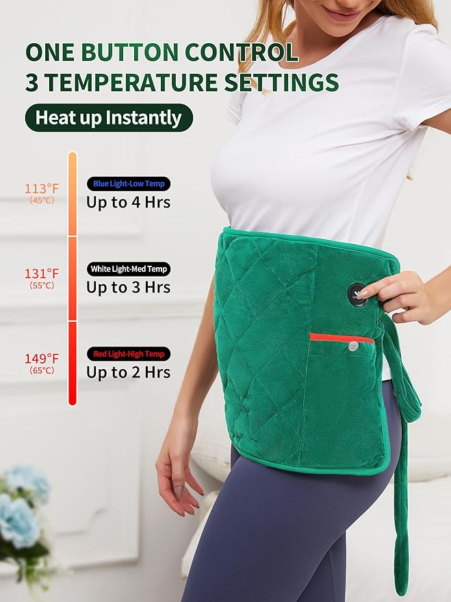 Vofuoti Portable Heating Pad, Cordless Weighted Heating Pads with 10000mAh Battery and 3 Heat Settings, Electric Heated Pad for for Back, Abdomen, Neck & Shoulder, 12" x 24"