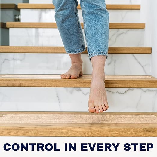 Clear Non Slip Stair Treads for Wooden Steps Indoor 32"x4" – 18-Pack Peel Stick Stair Treads – Self Adhesive Transparent Step Covers – Stair Grip Tape for Dogs, Kids – by STEPCORE