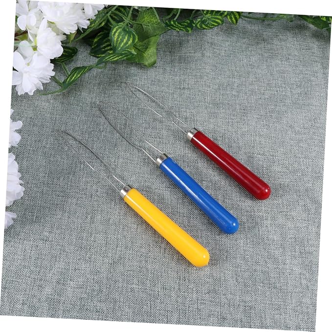6pcs Button Assist Device Comfortable Plastic Handle Stainless Steel Helper Grip Tool for Easy Buttoning Red Yellow Patterns