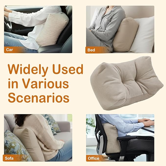 Lumbar Support Pillow Small Lower Back Pillow for Office Chair, Car Seat, and Desk Chair Ergonomic High-Elasticity Cushion for Pain Relief and Comfort on Sofa, Bed, or Travel (White)