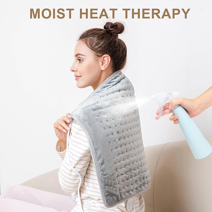 Deepsoon Heating Pad,Electric Heating Pads for Back,Neck,Moist Heating Pad for Abdomen Shoulder Knee Legs,Dry/Moist Heat&Auto Shut Off,Mother's Day Birthday for Men and Women,Light Gray,24x20 Inch