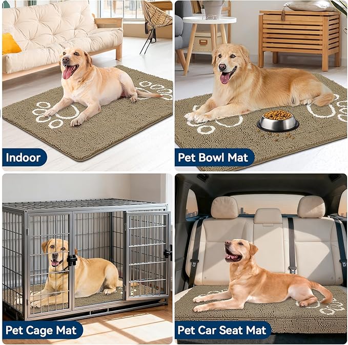 Bcoimo Super Absorbent Dog Door Mat, 48"*30" Anti Slip Mat for Muddy Paws, Pet Rugs for Dirty Paws Washable that Absorbs Moisture and Dirt, for Dog Cage and Pet Resting Carpet