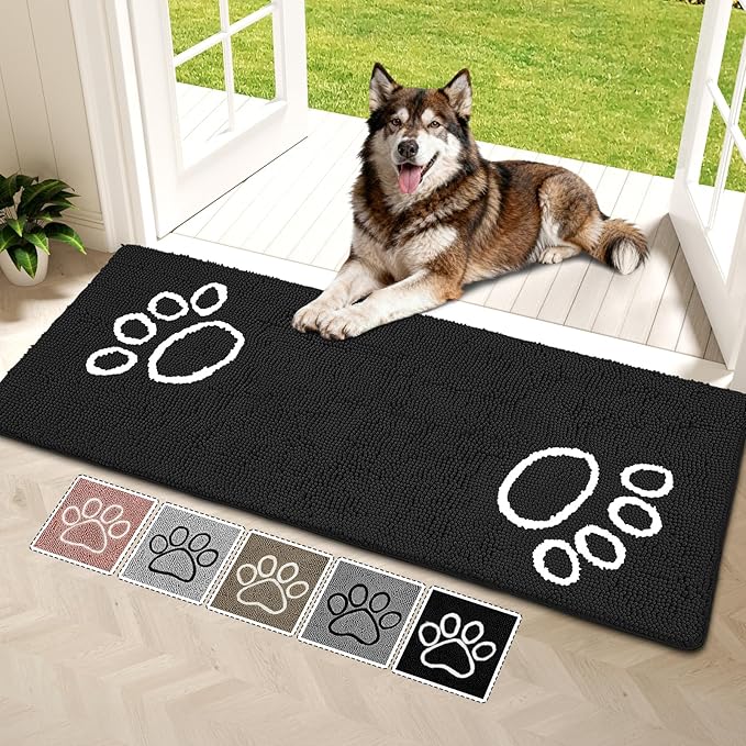 Bcoimo Super Absorbent Dog Door Mat, 60"*24" Anti Slip Mat for Muddy Paws, Pet Rugs for Dirty Paws Washable that Absorbs Moisture and Dirt, for Dog Cage and Pet Resting Carpet