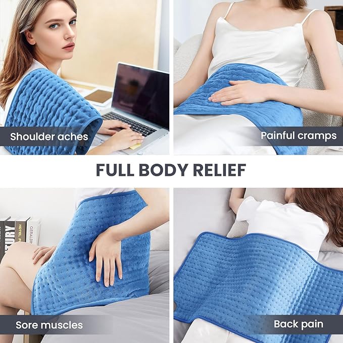 Heating Pad - Electric Heating Pad for Back Pain and Cramps Relief, Moist Heat Pad for Shoulder, Knee, Neck, 6 Heat Settings & Auto Shut Off and Machine Washable, 24" x 20"