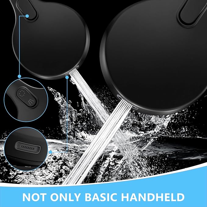 Shower Head with Handheld, 9-Setting High Pressure Shower head with handhelds, Built-in Handheld Power Spray, 79in Extra Long Stainless Steel Hose & Shower Head Holder (Matte Black)
