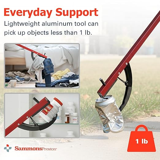 Sammons Preston Reacher, 26" Lightweight Grabber Reacher Tool with Magnetic Tip, Ergonomic Grip & Claw Jaw, Portable Reaching Aid for Seniors, Daily Living & Home Use, Standard Red,3 pack