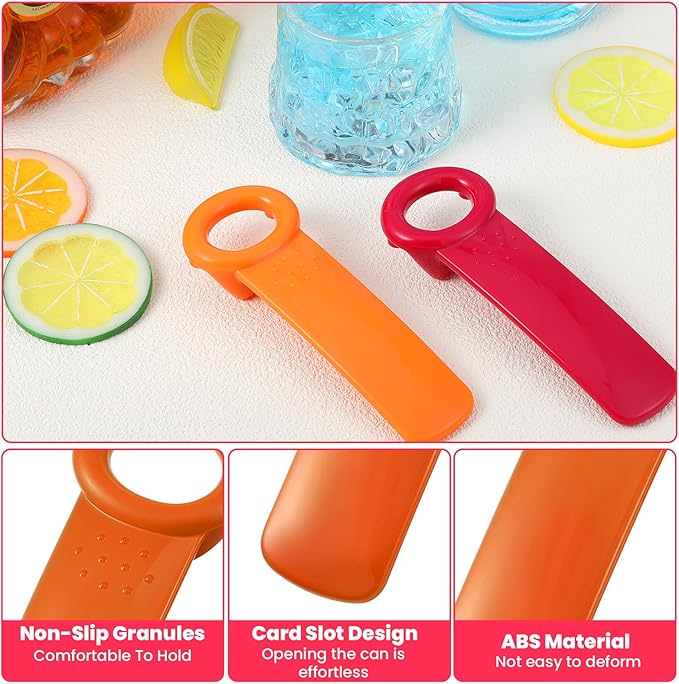 Ouligay 2PCS Jar Openers for Seniors, Jar Lid Opener, Plastic Lid Opener, Church Key Can Opener Jar Opener Gripper 5.51 inch, Rose Red & Orange