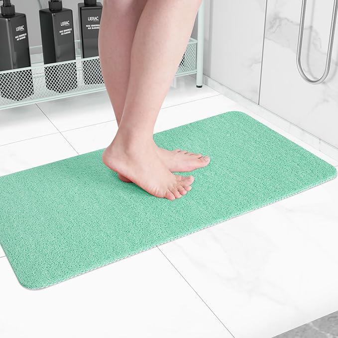 Hargiis Non-Slip Bathtub Mat, Anti Slip Shower Mat, Fast Drying Bathtub Mats, Foot Scrubber Mat, Anti Slip Mat for Tub, Floor, Bathroom, Kitchen, Home, Hotel (Light Green 32"×17")