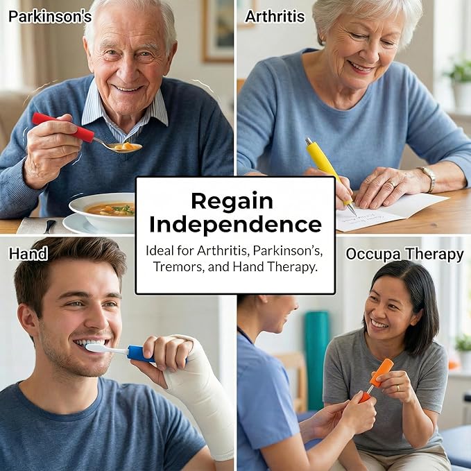 Foam Grip Tubing Kit for Adaptive Utensils & Silverware - Built Up Handle Aid for Arthritis, Elderly, Parkinsons, Stroke - Non-Slip Pencil Grips & Tool Holder - 5 Assorted Sizes (10 Pack)