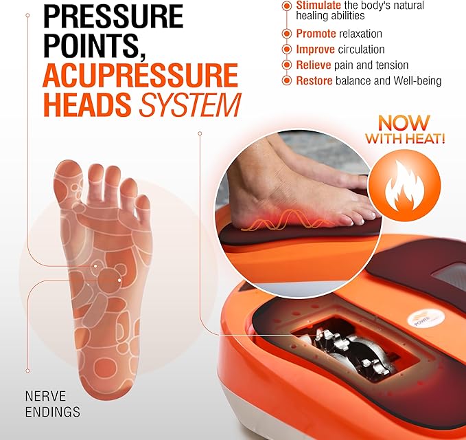 Powerfit Power Legs Electric Foot Massager Machine with Heat - Heated Foot Massager for Neuropathy Pain Circulation - Feet Massager for Pain Relief with Remote Control