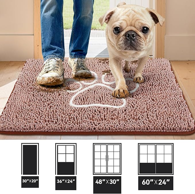 Bcoimo Super Absorbent Dog Door Mat, 36"*24" Anti Slip Mat for Muddy Paws, Pet Rugs for Dirty Paws Washable that Absorbs Moisture and Dirt, for Dog Cage and Pet Resting Carpet