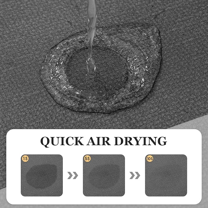 ACCUMTEK Non Slip Bath Mat, Thin Bathroom Rugs Fit Under Door, Quick Dry Bath Mats, Machine Washable Bath Rugs for Bathroom, Bathtub & Kitchen, Bathtub, Grey/Bordered/24 x17+48"x20"
