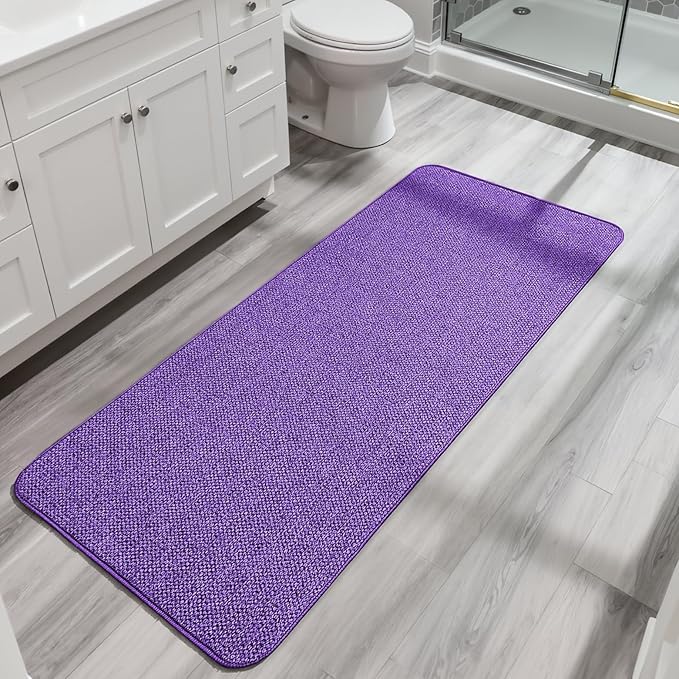 Bosap Bath Mat,Ultra Thin Bathroom Runner Rugs,Large Bath Mats for Bathroom,Quick Dry,Non-Slip,Machine Washable,Low Pile,Bath Rug,Shower Outside,Sink,Home Decor Accessories.Purple,3'x5'(36x60inch)