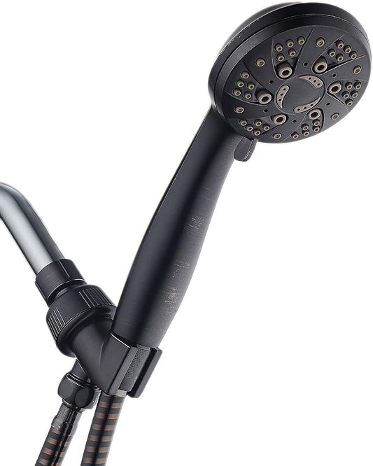 AquaDance High Pressure 6-Setting Hand Held Shower Head with Extra-Long 6 Foot Hose & Bracket – Anti-Clog Nozzles - USA Standard Certified - Top U.S. Brand - OIL RUBBED BRONZE