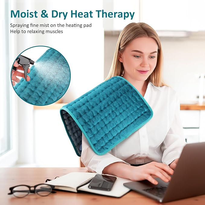 Heating pad for Back/Shoulder/Neck/Leg Pain Relief, Heating Pads for Period Cramps, 6 Fast Heating Settings, Auto-Off, Machine Washable, Birthday Gifts for Women Mom, Extra Large 12"x24", Blue