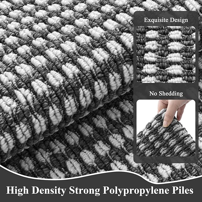 Ileading Hallway Runner Rug 2.6'x12' Heavy-Duty Durable Entryway Floor Mat with Non Slip Rubber Backing for Busy Traffic Extended Indoor Doormat Machine Washable Black Kitchen Throw Rug for Corridor