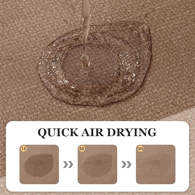 ACCUMTEK Non Slip Bath Mat, Thin Bathroom Rugs Fit Under Door, Quick Dry Bath Mats, Machine Washable Bath Rugs for Bathroom, Bathtub & Kitchen, Bathtub, Light Brown/Bordered/36 x24