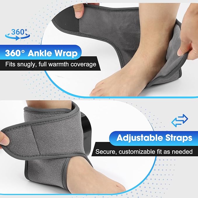 BAISEMAIN 2PCS Foot Renew Massager for Neuropathy - Ankle Heating Pad with Massage, Portable Cordless Design for Home & Travel Use, Gray