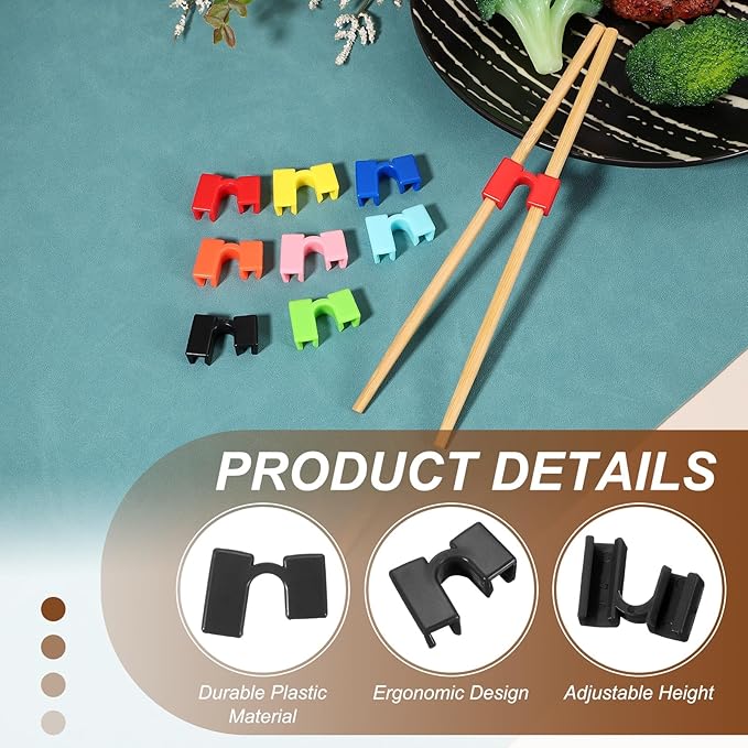 uxcell 10 Pcs Chopsticks Helper, Reusable Training Chopstick Hinges Connector Practice Chop Sticks Helpers for Adult Beginners Learners, Black