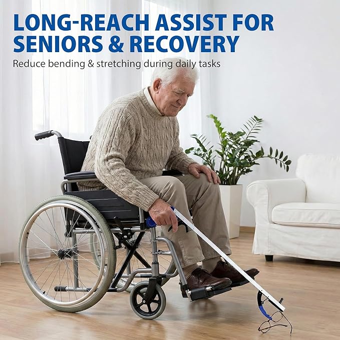 Blue Jay 32" Reacher Grabber Tool for Seniors - Lightweight Trash Picker Upper & Pick Up Stick with Magnetic Tip - Long Reach Mobility Aid for Wheelchair & Surgery Recovery