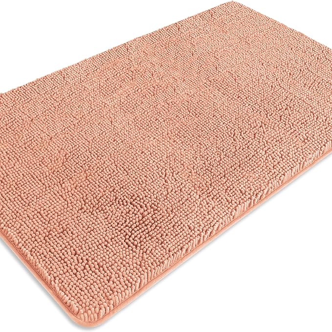 Bathroom Rugs 30 x 50 Inch – Extra Large Bath Mat | Absorbent and Washable Thick Chenille Bath Rugs Non-Slip Runner Rug for Bathroom, Shower, Tub(Dusty Pink)