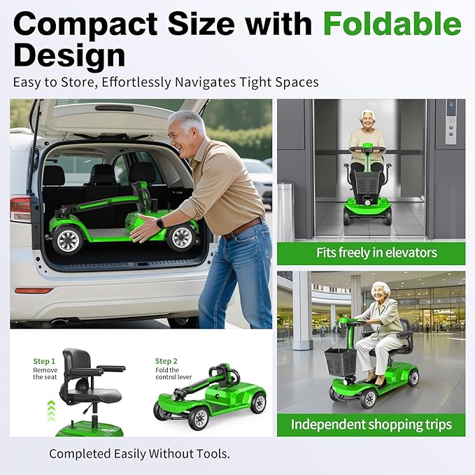 Heavy Duty Mobility Scooter for Seniors, Red,420 lbs Capacity -12.4 Miles Range 4 Wheel Electric Scooter with Seat, 20° Hill Climb, 300W Motor, Easy to Operate and Foldable