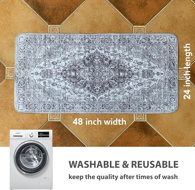 nunubaby Washable Pee Pads for Dogs, Stylish, Non-Slip and Leak-Proof Pee Pads. Reusable Potty Pads for Dogs for Crates and Floors.(Gray/Geo, 24" x48" )