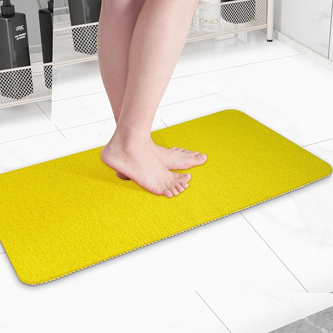Hargiis Non-Slip Bathtub Mat, Anti Slip Shower Mat, Fast Drying Bathtub Mats, Foot Scrubber Mat, Anti Slip Mat for Tub, Floor, Bathroom, Kitchen, Home, Hotel (Yellow 36"×24")