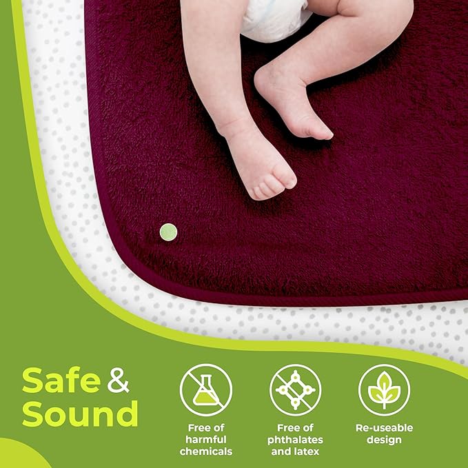 PeapodMats Bedwetting & Incontinence Waterproof Bed Mat - Reusable Underpad. Secure Placement & Breathable. Washable. Enviro Friendly 3x5 (Plum) Mattress Protector & Pee Pad for Kids & Adults
